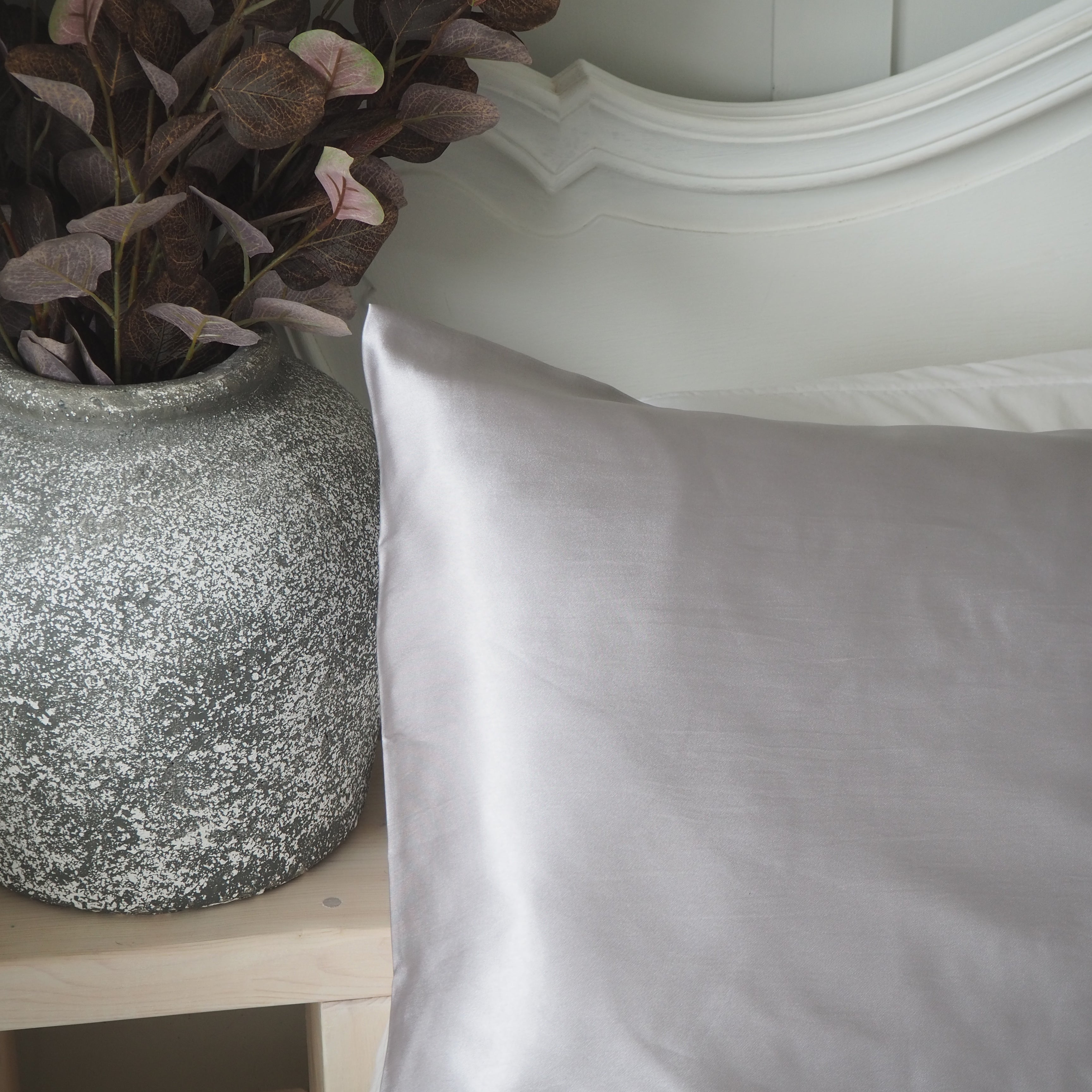 Grey Silk Pillowcase Dot and Blush