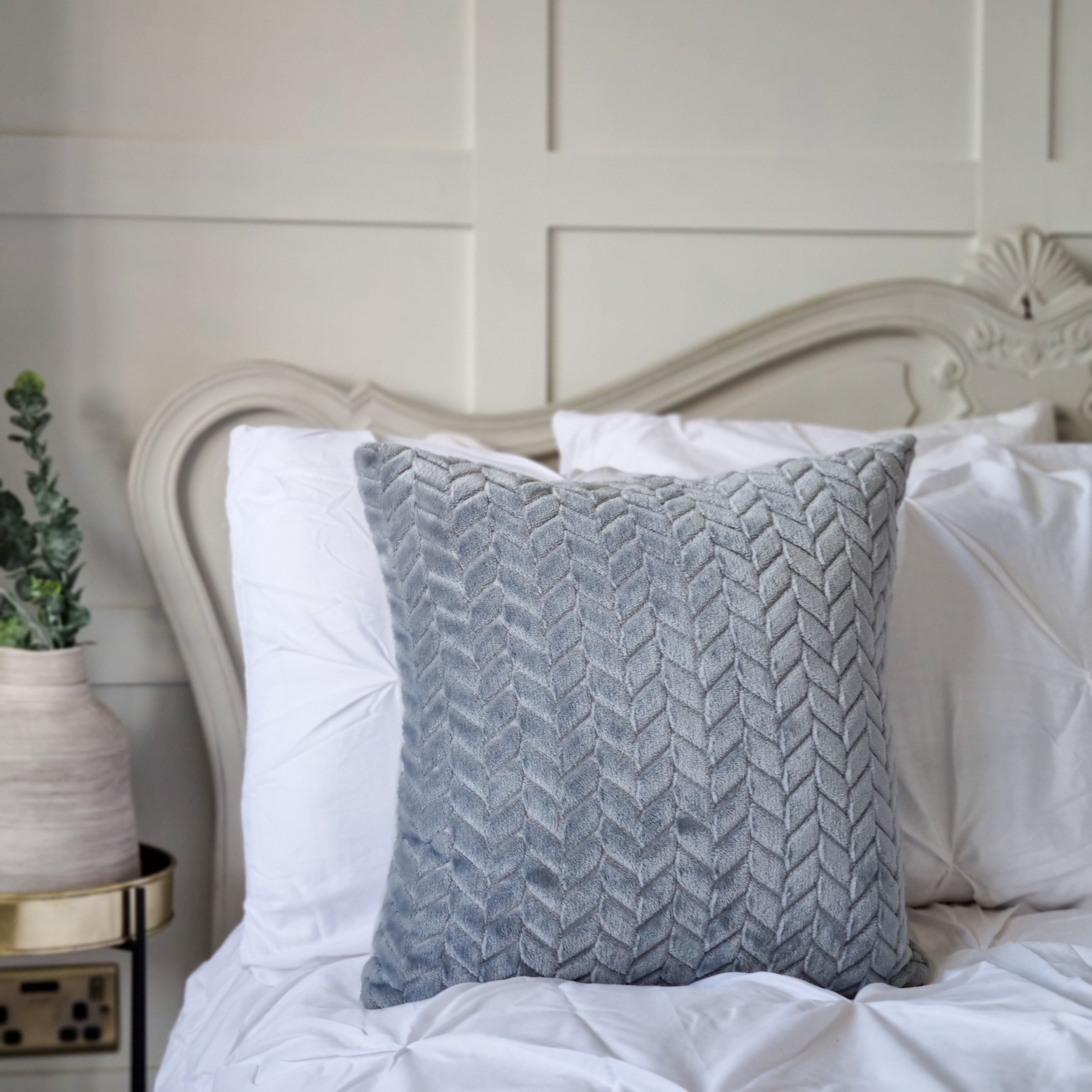 Grey chevron cushion sale